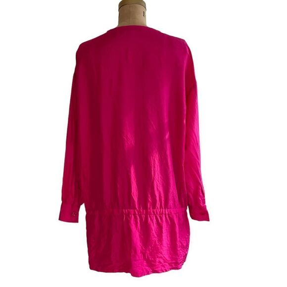 Pink silk drawstring waist Oversized blouse - Quarters size small - Picture 5 of 12